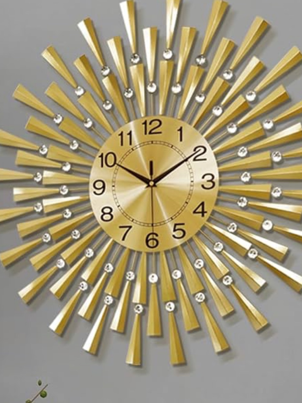 Gold Sunburst Wall Clock - Elegant Home Wall Decor